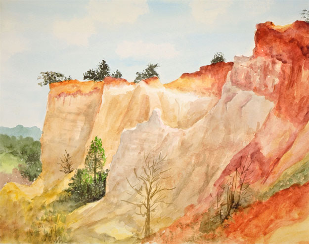 Bild:"Im Colorado von Rustrel" (Aquarell)