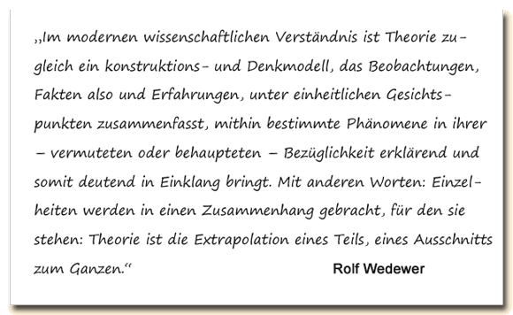 Zitat: Rolf Wederer sagt, Einzelheiten in einem Zusammenhang sehen, sei Theorie.